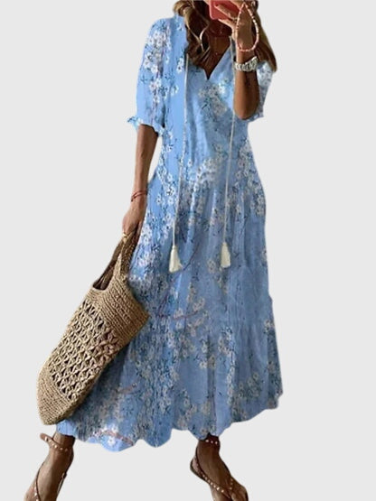 Boho Print V-Neck Maxi Dress for Women