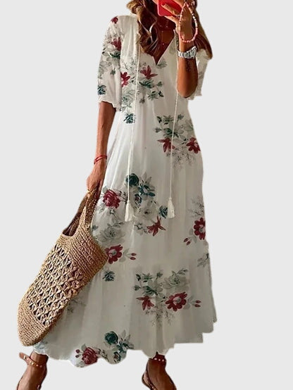 Boho Print V-Neck Maxi Dress for Women