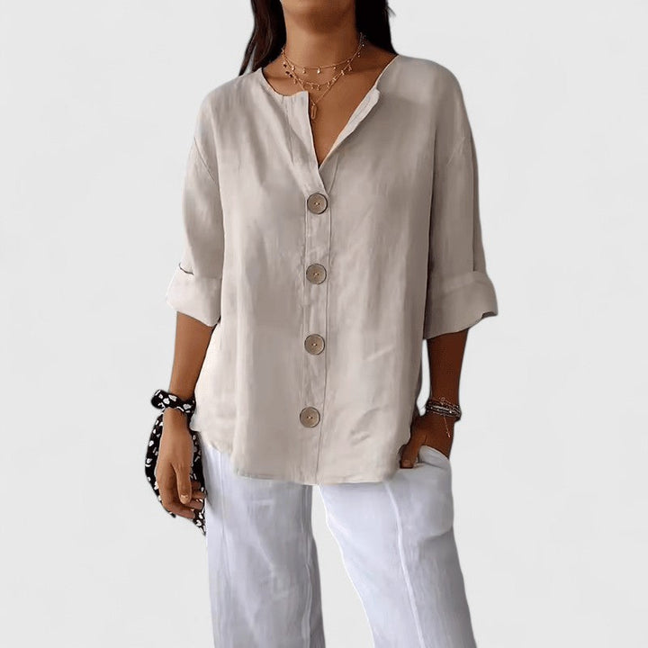 V-Neck Button-Down Blouse for Women