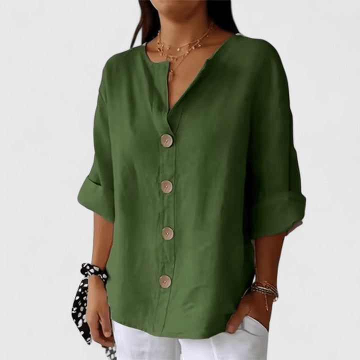 V-Neck Button-Down Blouse for Women