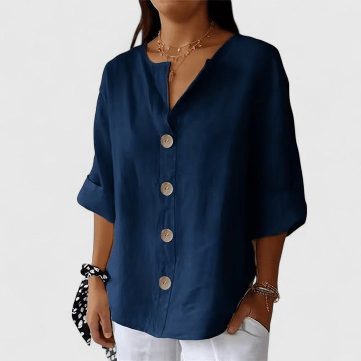 V-Neck Button-Down Blouse for Women