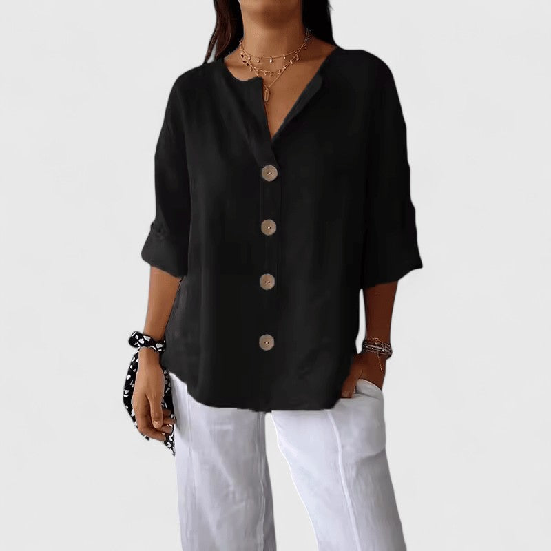V-Neck Button-Down Blouse for Women