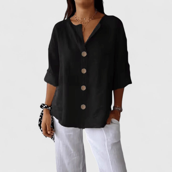 V-Neck Button-Down Blouse for Women