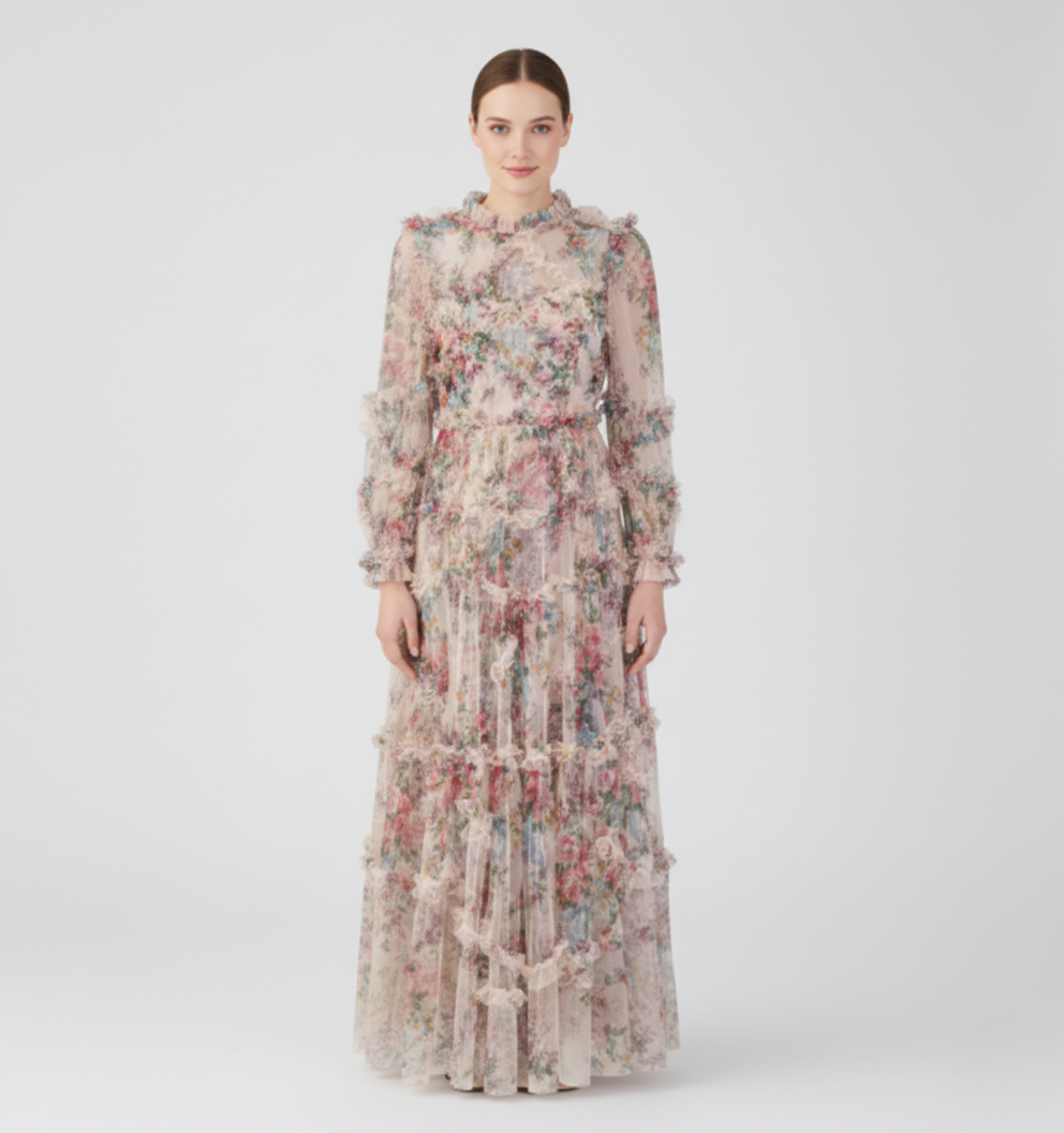 Kestrel | Women’s Floral Mock Neck Maxi Dress - image 1
