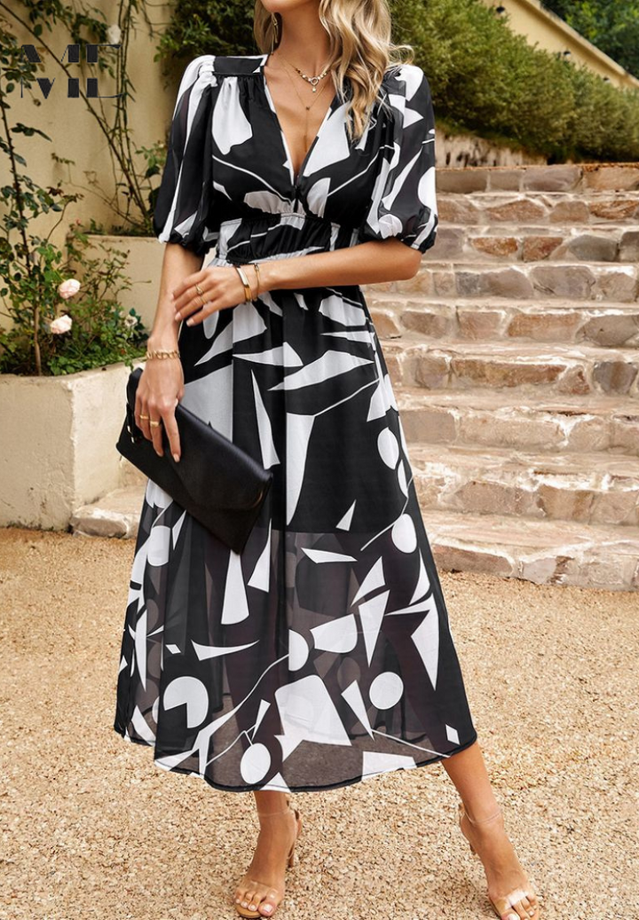 Ava | Women Colorful Floral V Neck Midi Dress - image 12