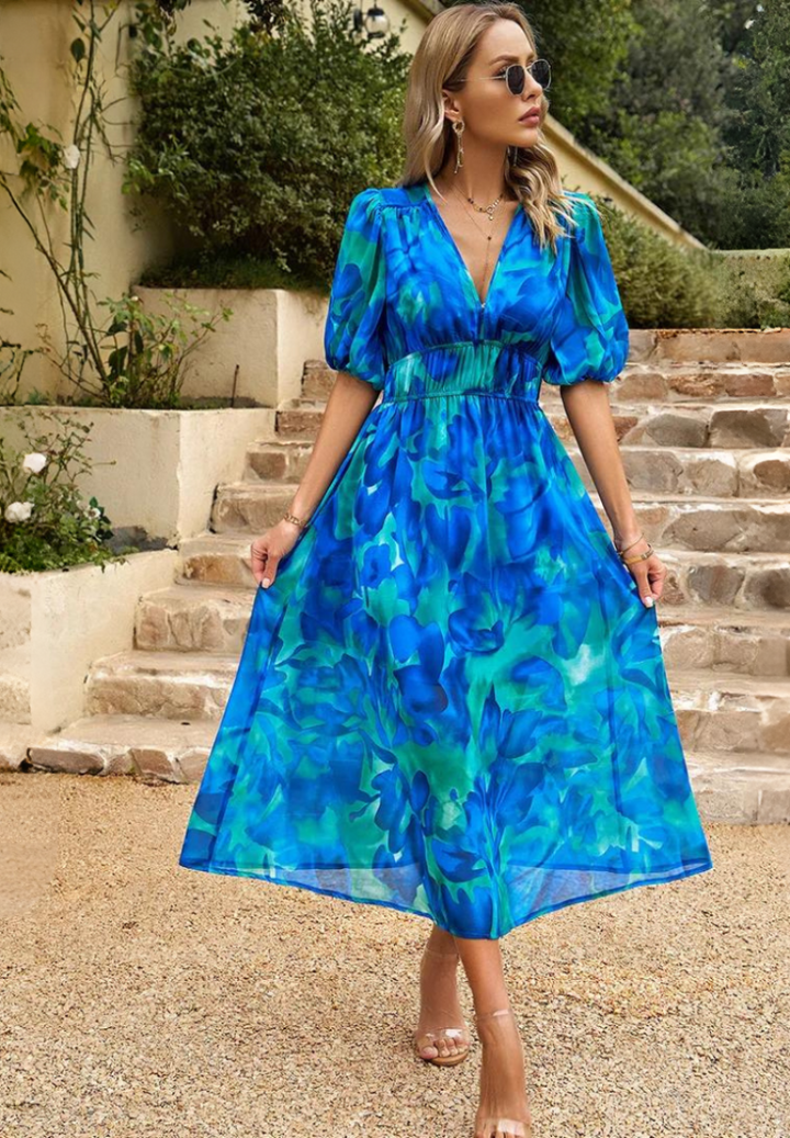 Ava | Women Colorful Floral V Neck Midi Dress - image 5