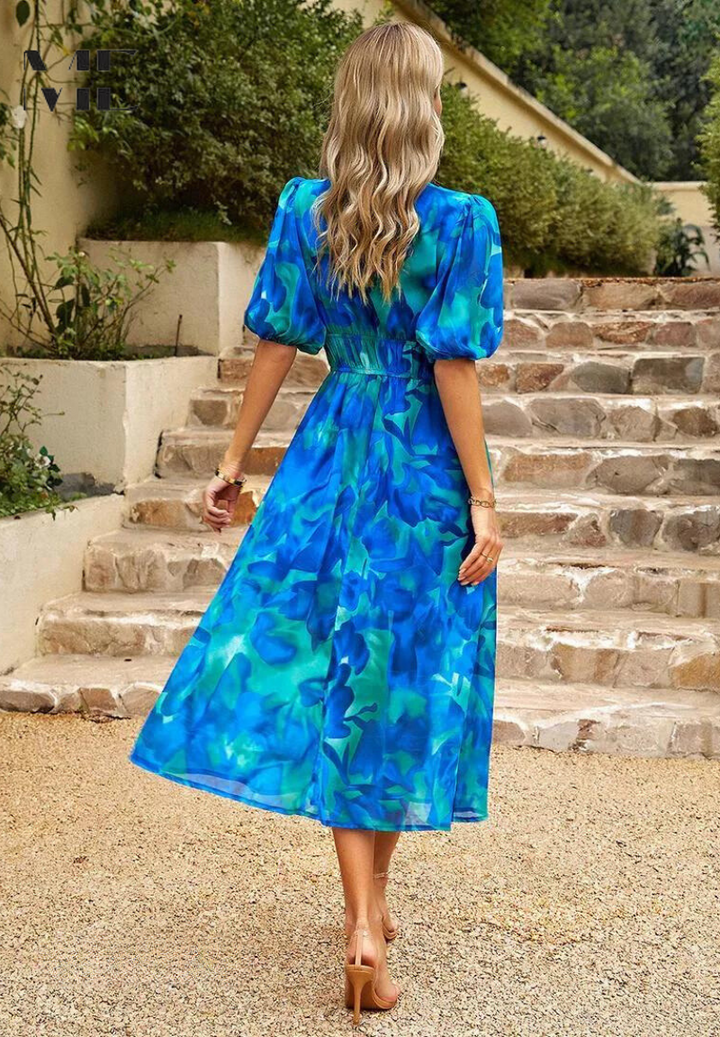 Ava | Women Colorful Floral V Neck Midi Dress - image 6